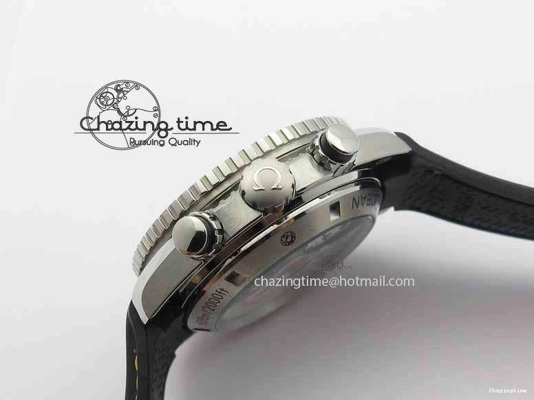 0115 Planet Ocean Master Chrono 45mm SS OM 1:1 Best Edition Black Dial Orange 12 On Rubber Strap A Durable 8169